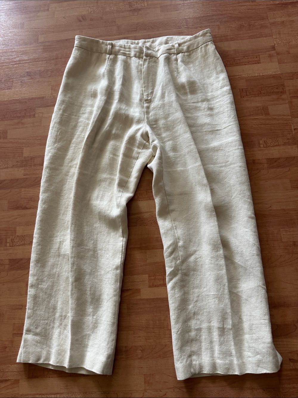 Leslie Stuart Linen Casual Pants in Light Beige - Classic Comfortable Fit Sz 16